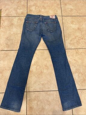 True Religion Dark Blue Boot Cut Jeans with Signature Back Pockets